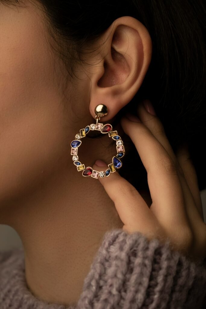 women wearing earring