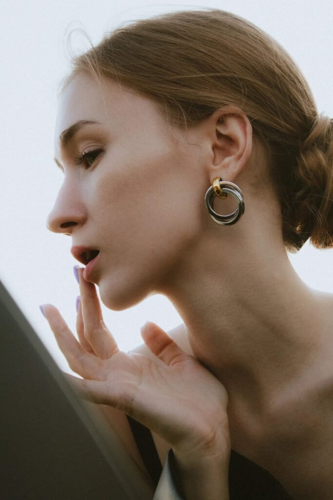 double-circle studs earring for women